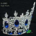 Novo design moda grande evento beleza coroa azul Tiara de pedra do Reno